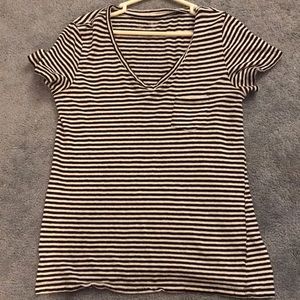 B&W Striped V-Neck